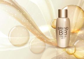 BB Cream Bottle Template for Ads or Magazine Background. 3D Realistic Vector Iillustration