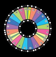 Colour Wheel of Fortune, Game Jackpot on Black Background. Vector Illustration.