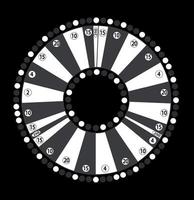 Colour Wheel of Fortune, Game Jackpot on Black Background. Vector Illustration.
