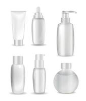 Collection of White  Bottle Template for Ads or Magazine Background. 3D Realistic Vector Iillustration