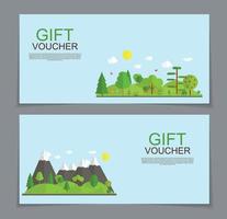 Gift Voucher Template for Summer Natural Background. Discount Coupon. Vector Illustration