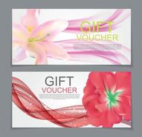 Gift Voucher Template Flower Natural Discount Coupon. Vector Illustration