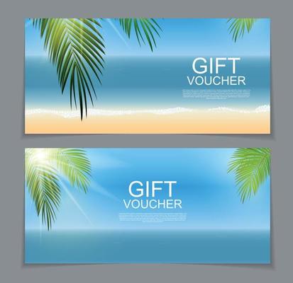 Gift Voucher Template for Summer Natural Background. Discount Coupon. Vector Illustration