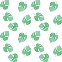 Seammles Pattern. Colorful naturalistic green leaves on branch. Vector Illustration