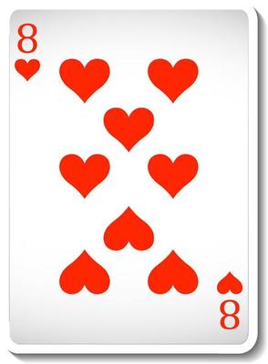 Eight of Hearts Playing Card Isolated