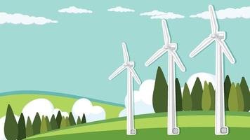 Thumbnail design with wind turbine scene vector