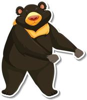 Asian black bear animal cartoon sticker vector