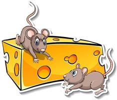 dos ratones con queso maasdam en estilo de dibujos animados