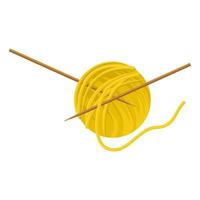 wool thread ball and knit wood needle vector