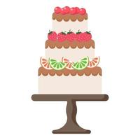 luxury fruit cherry strawberry orange lemon cake vector