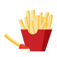 fastfood french fries and ketchup vector