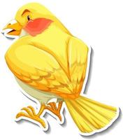 etiqueta engomada de la historieta animal del pequeño pájaro amarillo vector