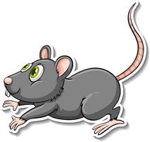 A grey rat animal cartoon sticker vector