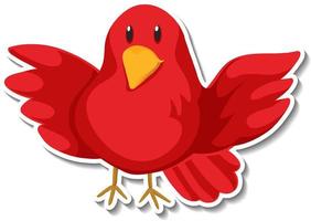 etiqueta engomada de la historieta animal del pequeño pájaro rojo