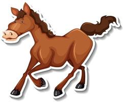 A horse running animal cartoon sticker vector