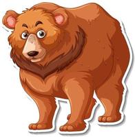 Grizzly bear animal cartoon sticker vector