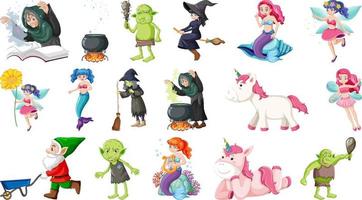 Set of fantasy fairy tale characters and elements vector