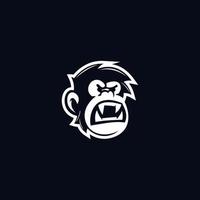 silueta cara mono enojado logo vector plantilla de diseño inspiración idea