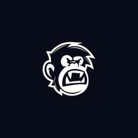 silhouette Face monkey angry logo vector design template inspiration idea