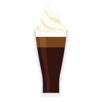 transparent glass cup and coffee with cream on top vector