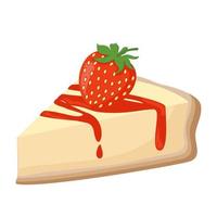 cheese cake with fruit strawberry and straberry sauce vector
