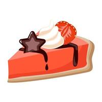 dessert strawberry cheese cake with cream and chocolate cookie vector