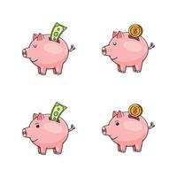 piggy bank vector isolated on white background