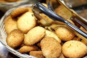 homemade coconut cookies in the basket. photo