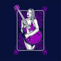 vintage guitar and girl vector