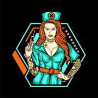 tattoo nurse holding syringe vector