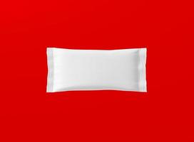 3d rendering blank white snack bars isolated on red background. fit for your design project. photo