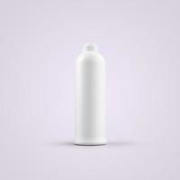 3D rendering blank white cosmetic plastic bottle with push pull cap isolated on grey background. fit for your mockup design. photo