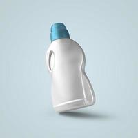 3D rendering blank white cosmetic plastic bottle with blue cap isolated on grey background. fit for your mockup design. photo