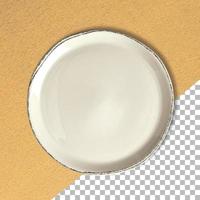 Empty white tin plate isolated on transparent background. photo