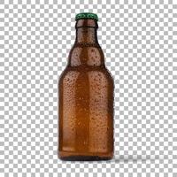 Closeup view cold beer isolated with brown bottle. photo