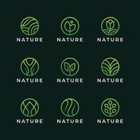 conjunto de logotipo de línea de círculo de naturaleza vector
