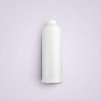 3D rendering blank white cosmetic plastic bottle with push pull cap isolated on grey background. fit for your mockup design. photo