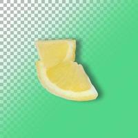 Two slices lemon isolated on transparent background.