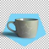 Close up view christmas gift green mug with star symbol isolated photo