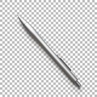 Isolated closeup of silver ballpoint photo