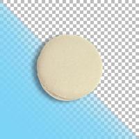 One white French macaron top view isolated on transparent background. photo