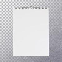 Vista frontal aislado calendario blanco en blanco foto