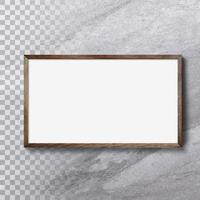 Isolated horizon blank photo frame on the wall