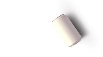 Close up of a white aluminum tin can template on grey background. beverages product concept. photo