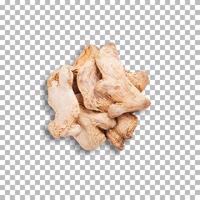 Fresh dried ginger isolated transparent background. photo