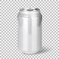 Fresh cold beer on silver can isolated