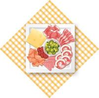 Lunch meat set with different cold meats on platter vector