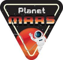 diseño de logotipo de la palabra planeta marte con astronauta vector