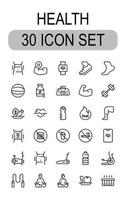 30 Icon line set Health isolated on white background vector