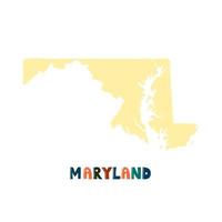 colección usa. Mapa de Maryland - silueta amarilla vector